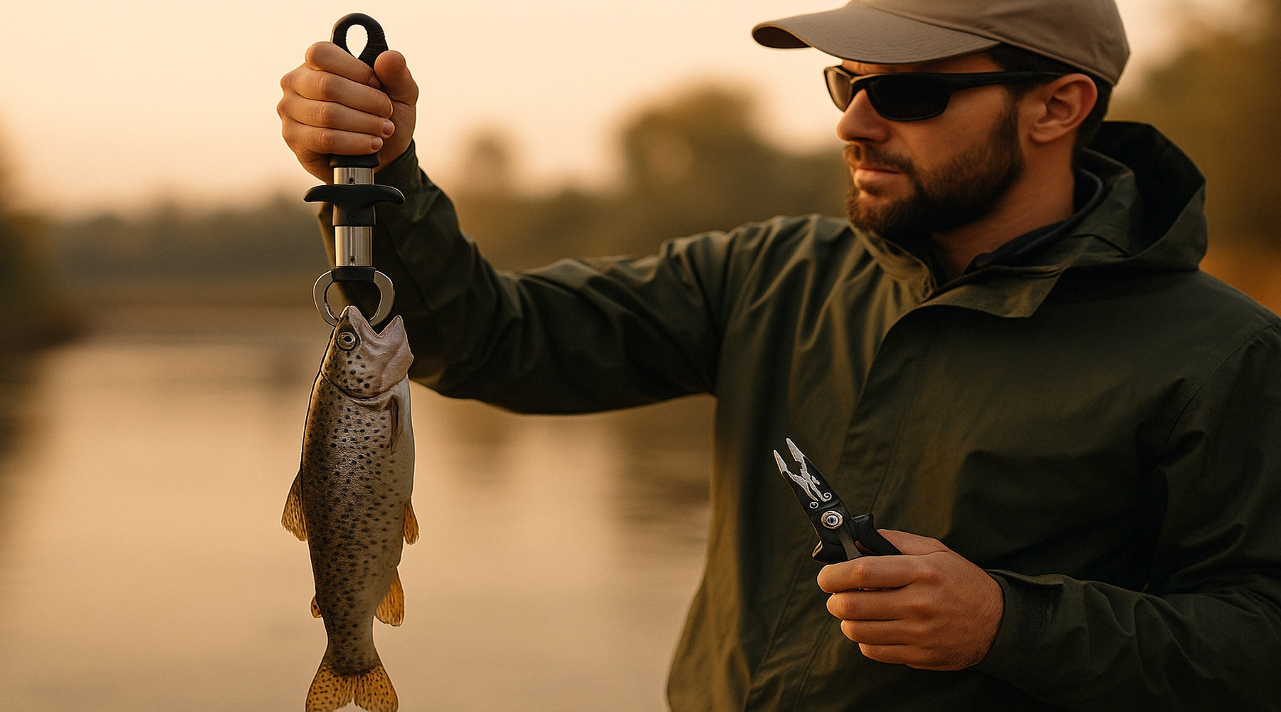 Man using fish grip and pliers