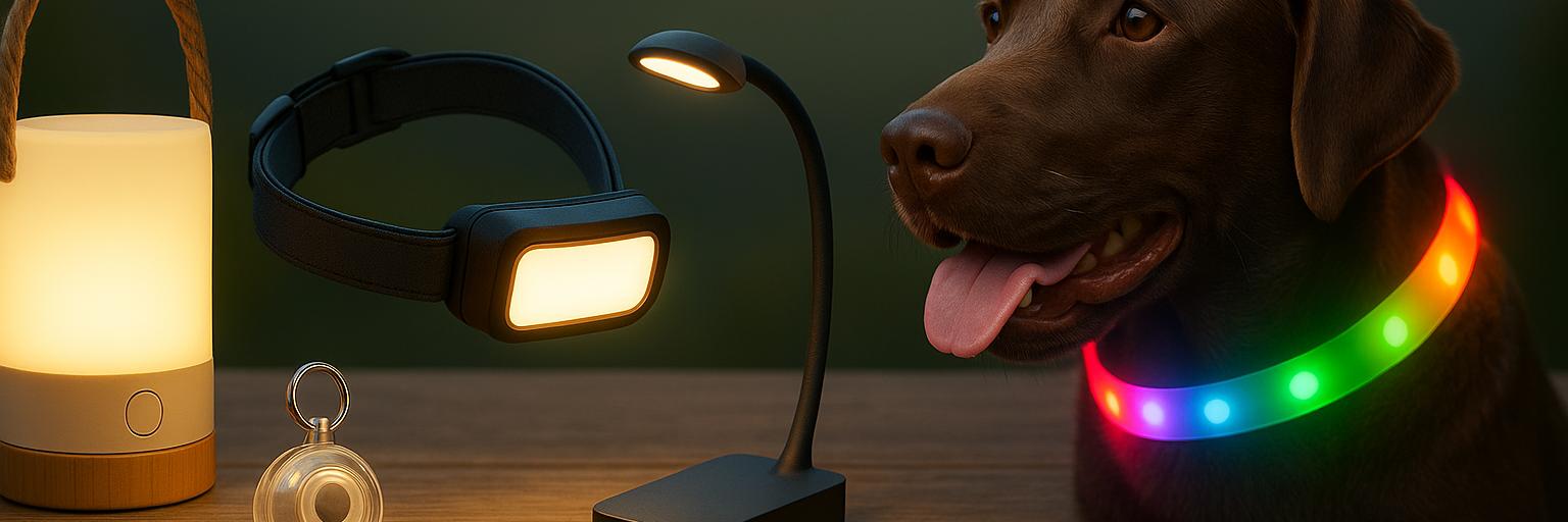 A collection of portable lights on shelf