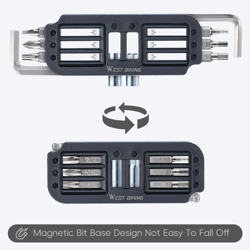 10-in-1 bike repair multitool with detachable bit set