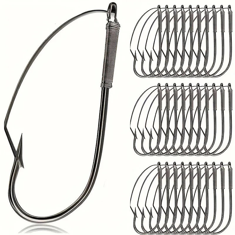 10PCS Weedless Barbed Hooks – Anti-Snag Lake Fishing