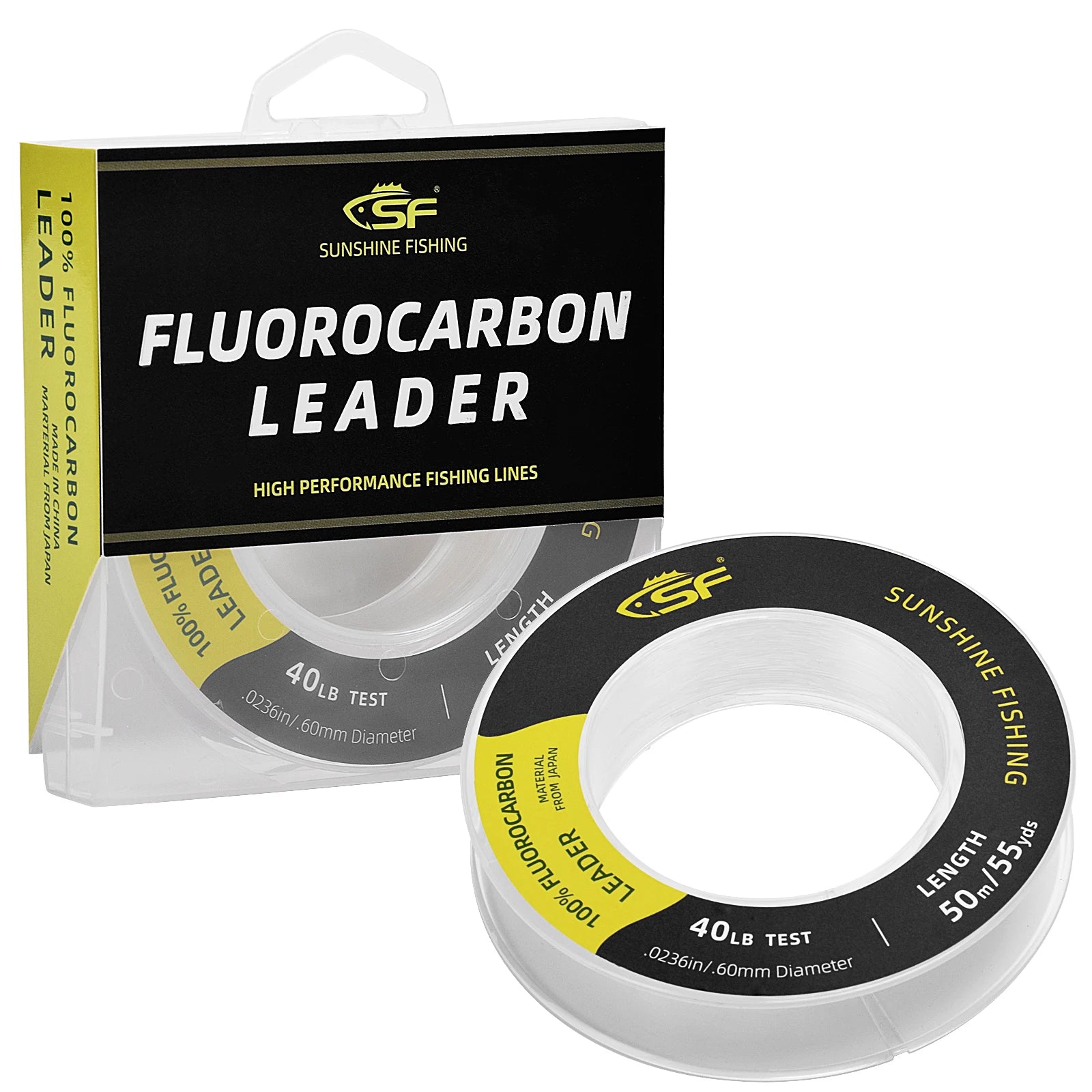 100% Fluorocarbon Fishing Line – Invisible, Fast Sink Leader