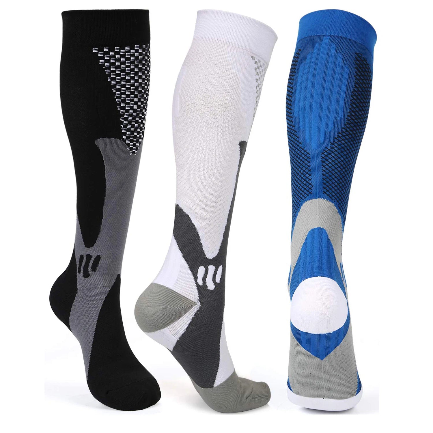 3 Pairs Compression Socks – 20–30mmHg Sports Support Set