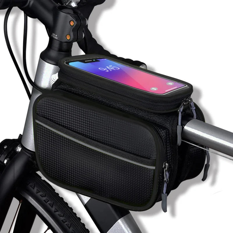 Rainproof Bike Frame Bag with Phone Holder & Storage