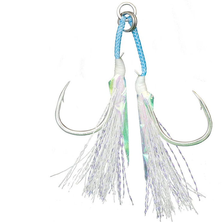 Shore Jigging Assist Hooks with Glow Tinsel & Solid Ring