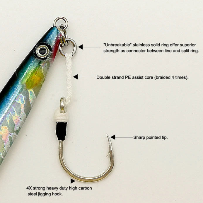 HV Heavy Assist Hooks with 32-Strand PE for Jigging