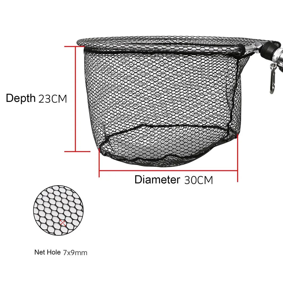 Fishing net with measurements on a white background