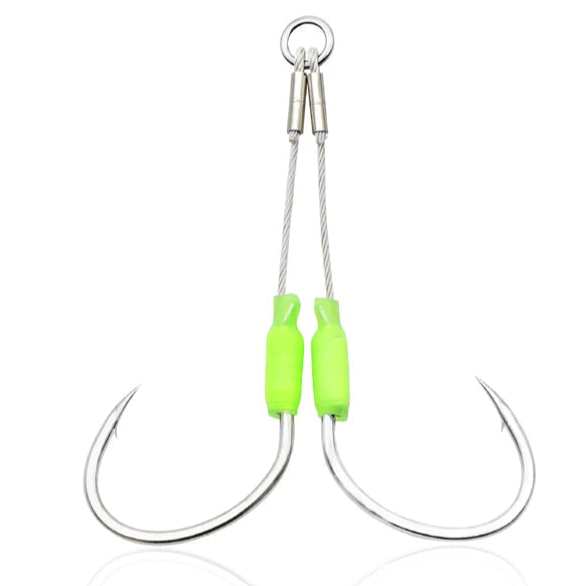 Steel Wire Assist Hooks – 2PCS Luminous, Cut-Resistant