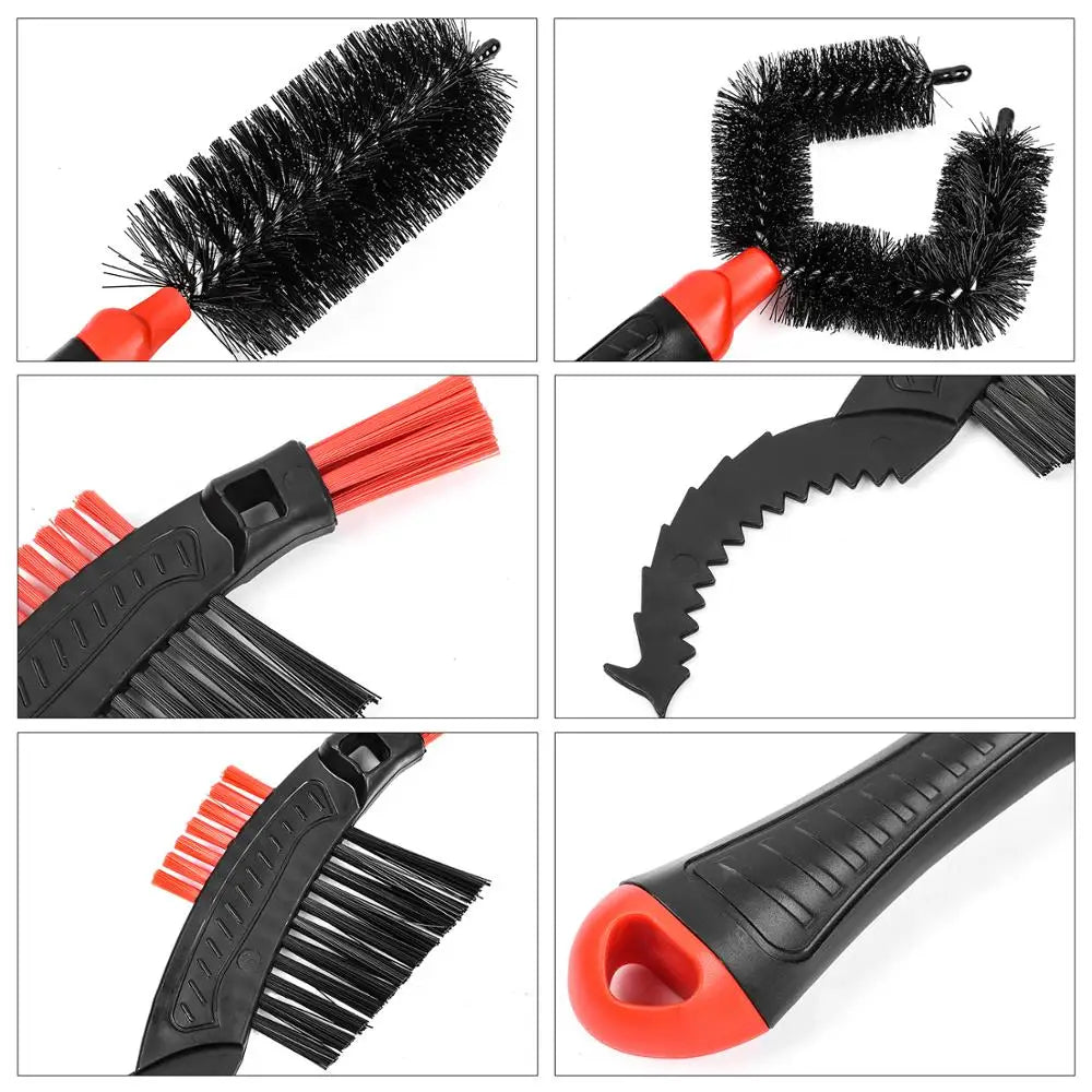 3-Piece Bike Cleaning Brush Set for Rims, Gears and Hubs