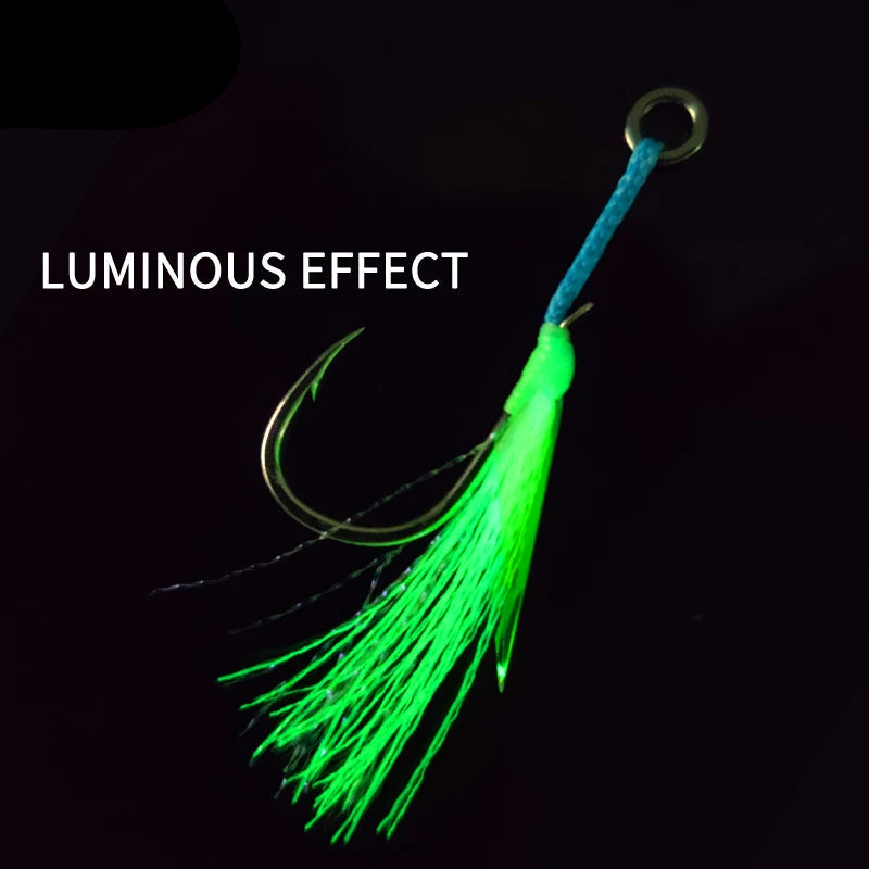 Shore Jigging Assist Hooks with Glow Fibres – 3PCS