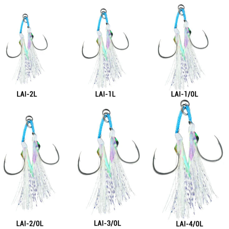 Shore Jigging Assist Hooks with Glow Tinsel & Solid Ring