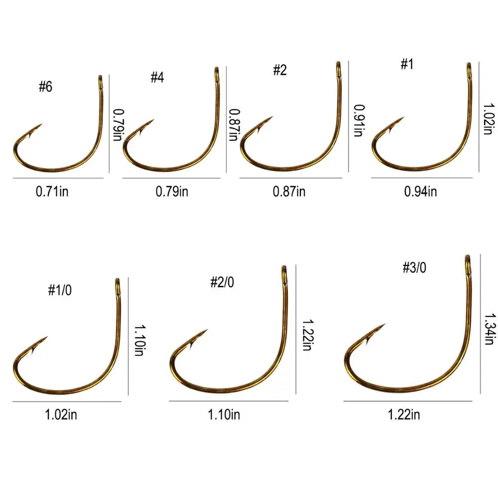 100PCS Wide Gap Offset Kahle Hooks – Bronze Live Bait Set