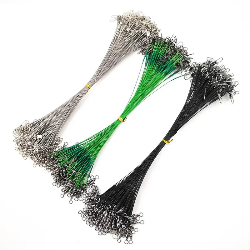 20PCS Steel Wire Leaders with Swivels for Predator Fishing