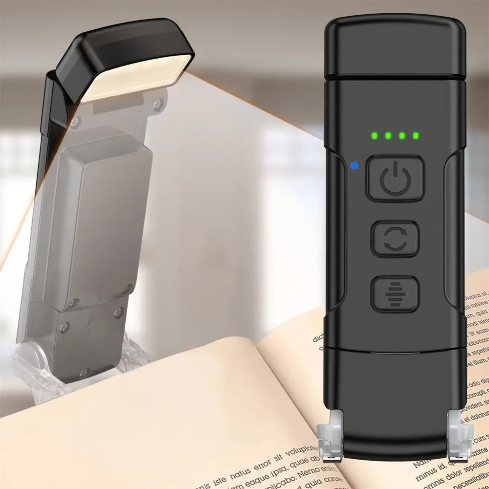 USB Clip-On Book Light – Timer, 3 Colours, 5 Brightness Modes