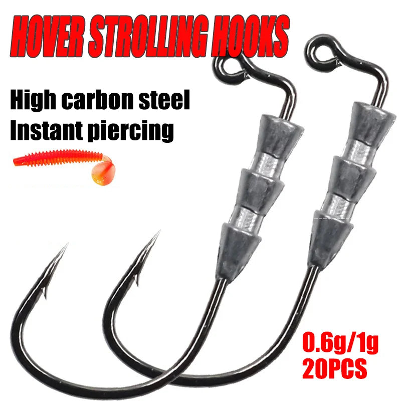 20/40PCS Hover Strolling Jig Head Hooks – High Carbon Steel for Small Species