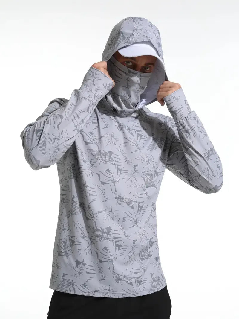 Men's Hooded Fishing Shirt – UV Protection, Quick-Dry, Breathable Outdoor Performance Long-Sleeve