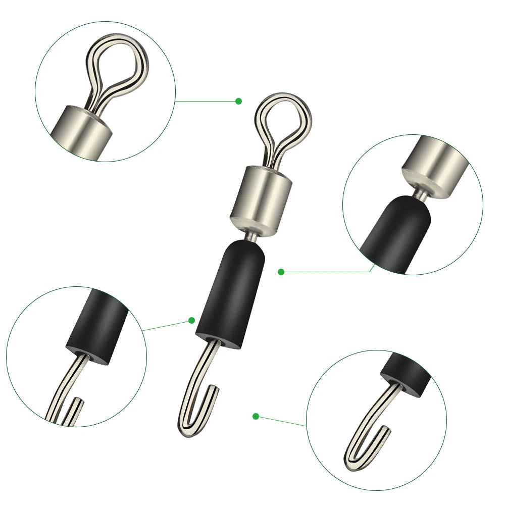 30–200pcs Ball Bearing Swivels – Quick Link Fishing Connectors with Solid Rings