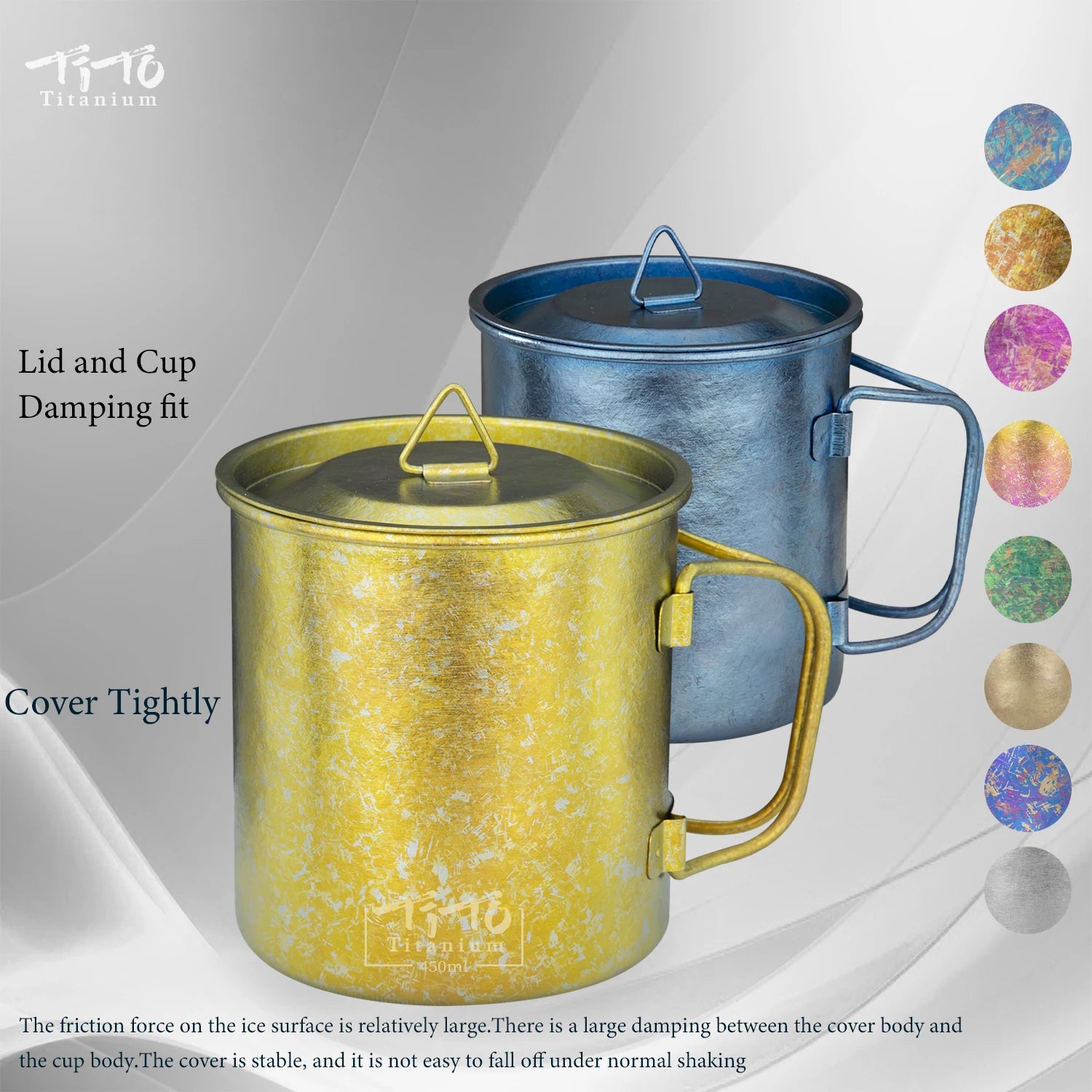 450ml Titanium Camping Cup – Ultralight Folding Handle Mug