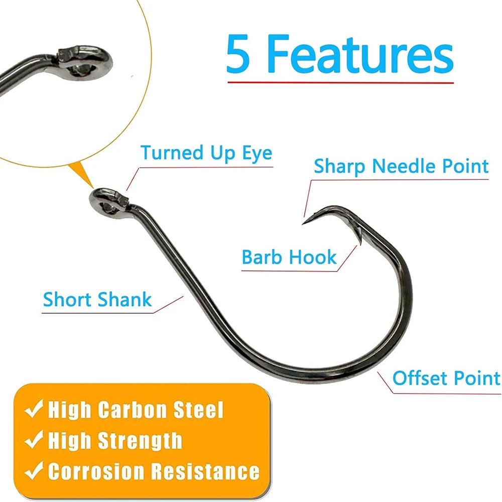 20PCS Barbed Circle Hooks – High-Strength Octopus Design
