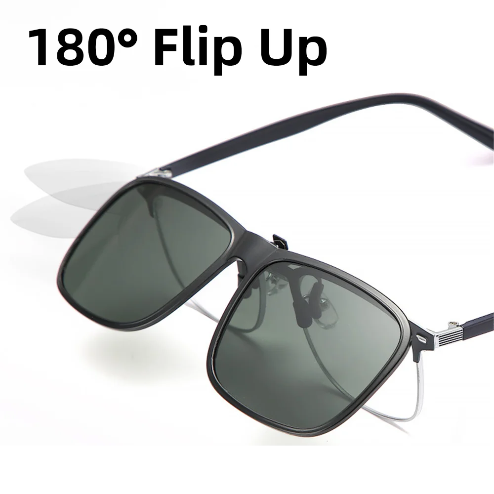 Flip Up Clip-On Polarised Sunglasses – UV400 Anti-Glare Driving Lenses
