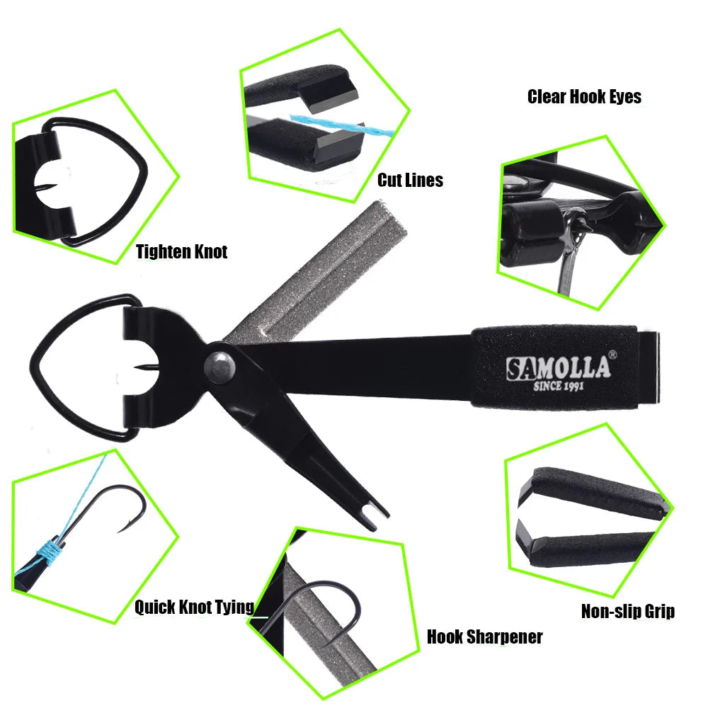 Stainless Steel Fishing Line Cutter with Quick Knot Tool & Retractor