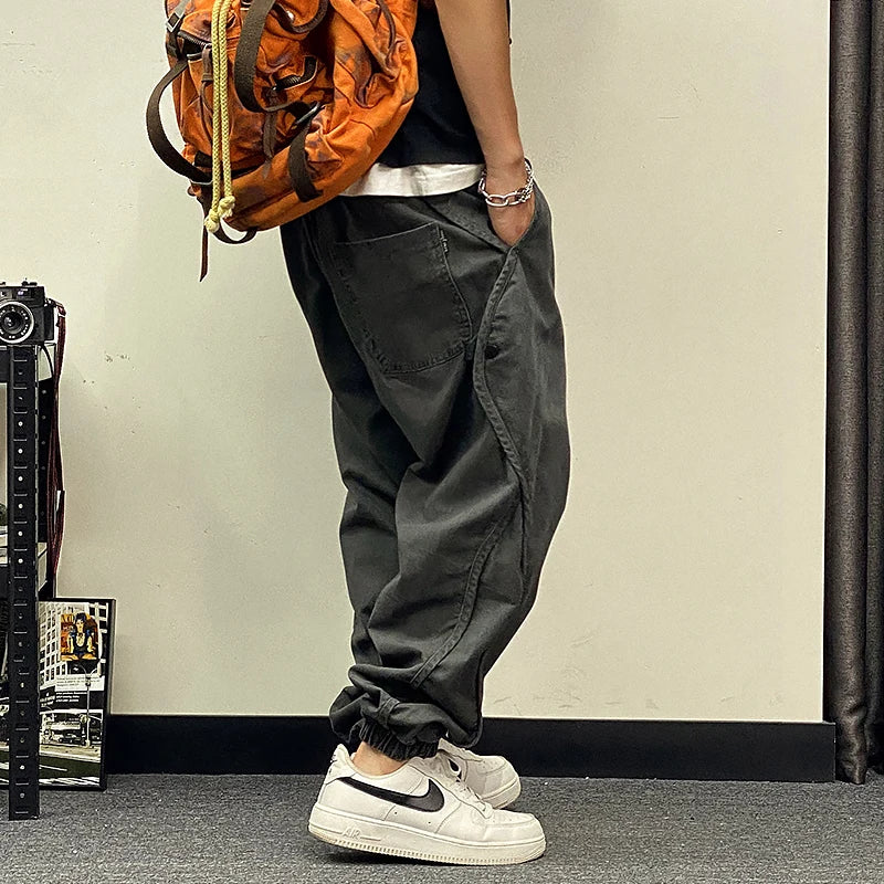 BIRD MOUNTAIN Oversize Cargo Pants – Japanese Streetwear Baggy Trousers for Men