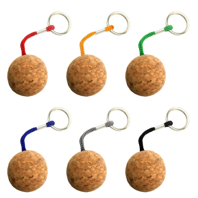 35mm Floating Cork Keychain With Rope for Boating and Fishing