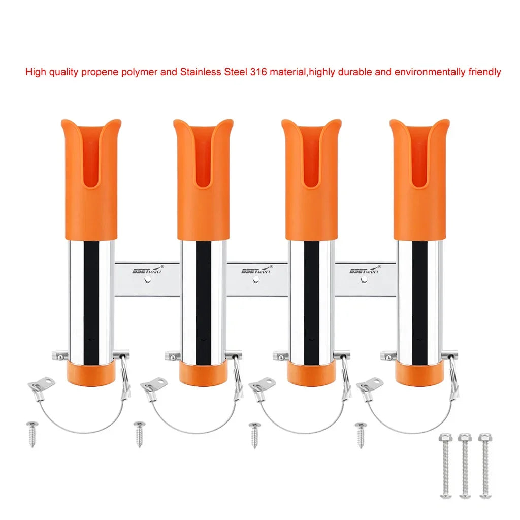 4-Tube Stainless Steel Rod Rack – Marine Fishing Rod Holder Mount