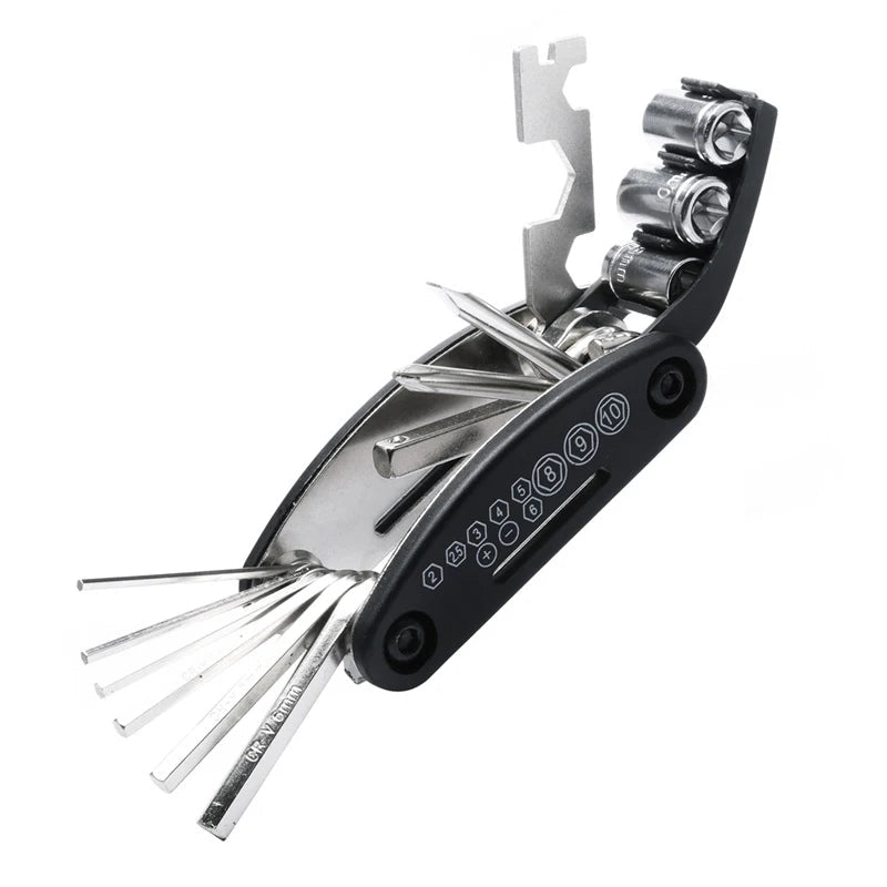 Portable 16-in-1 Bike Multitool with Wrenches and Keys