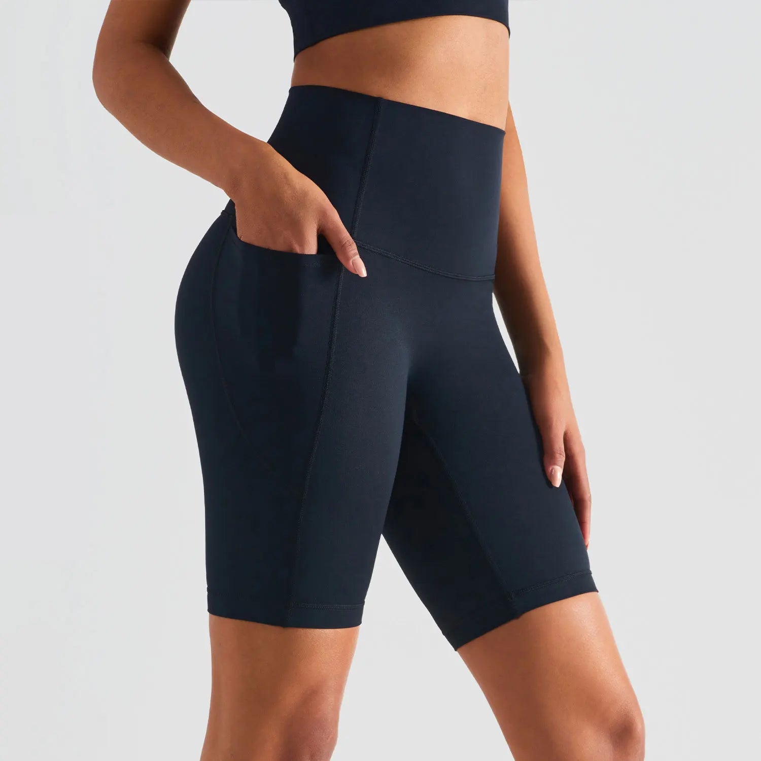 Women’s High-Waist Gym Shorts with Pocket for Yoga & Cycling