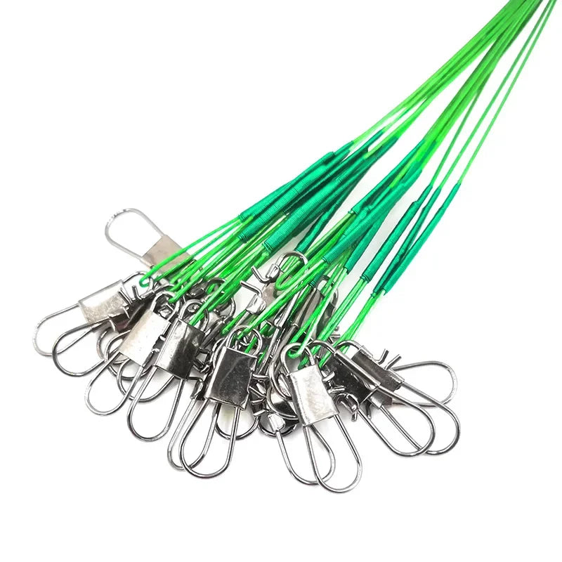 20PCS Steel Wire Leaders with Swivels for Predator Fishing