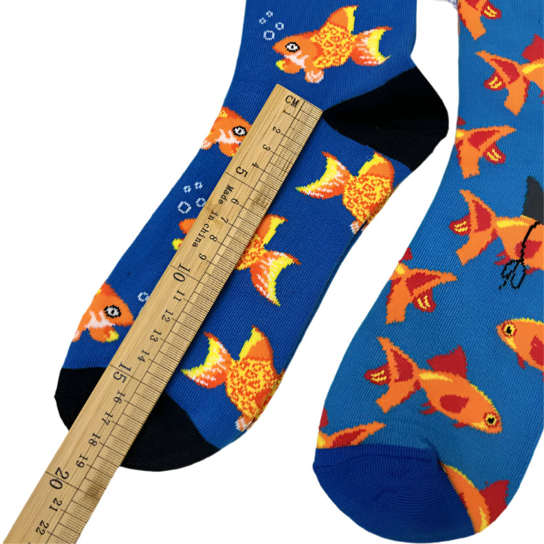 Funny Goldfish Crew Socks – Colourful Cotton Animal Print