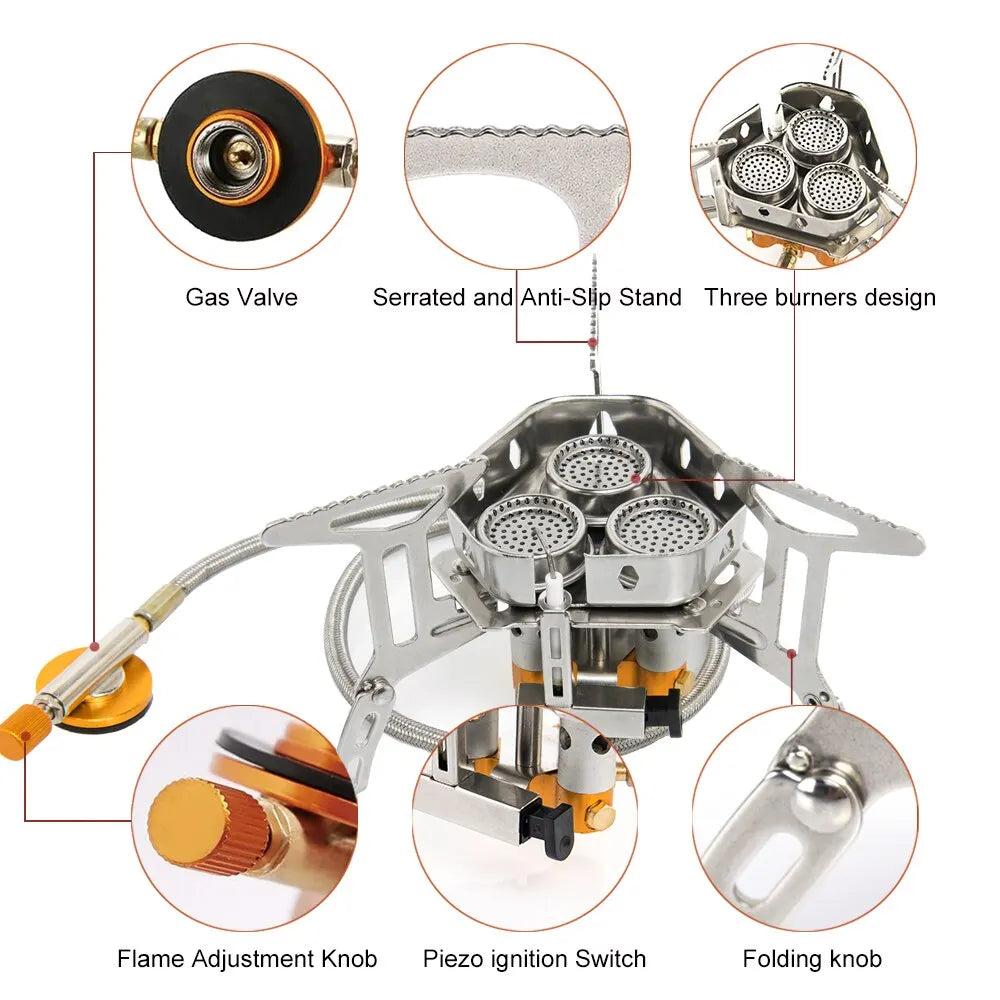High-Power Camping Gas Stove – 3500W Portable Outdoor Burner