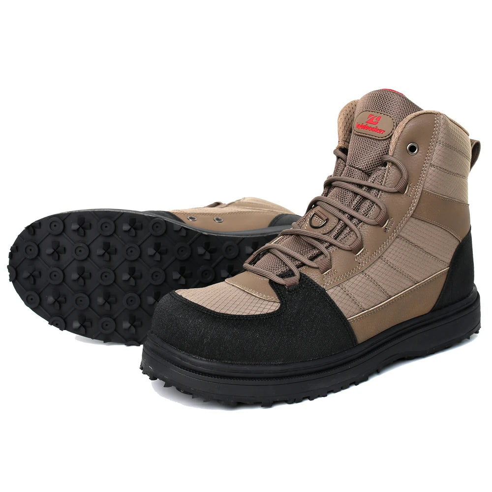 KYLEBOOKER Men’s Wading Boots with Rubber Sole & Metal Studs for Fishing and Hunting
