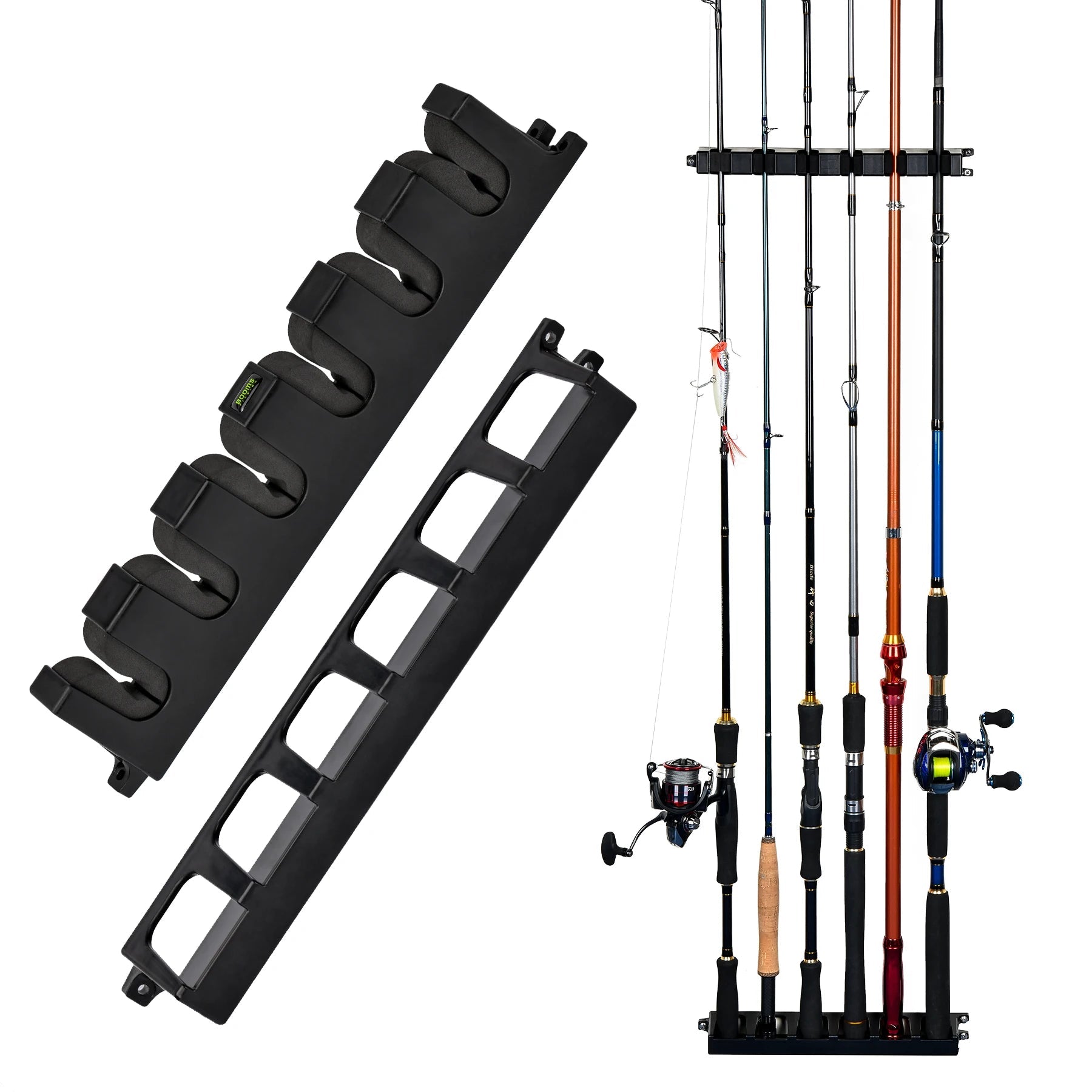 Wall-Mounted Vertical 6-Rod Rack – Space-Saving Fishing Pole Holder