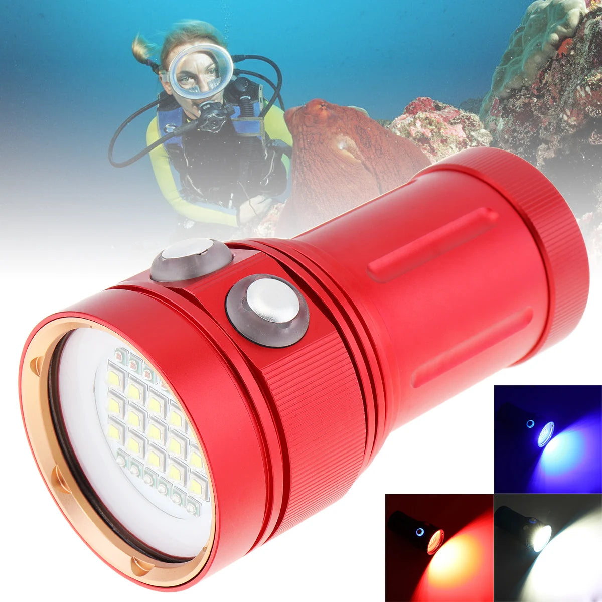 8000LM Diving Video Light – 150W, Red/Blue LED, 100m Depth