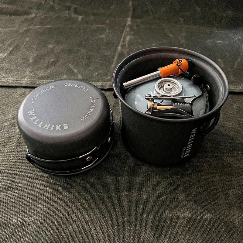 WELLHIKE Ultralight Camping Cookware Set – Portable 1-Person Pot & Lid for Hiking & Outdoors