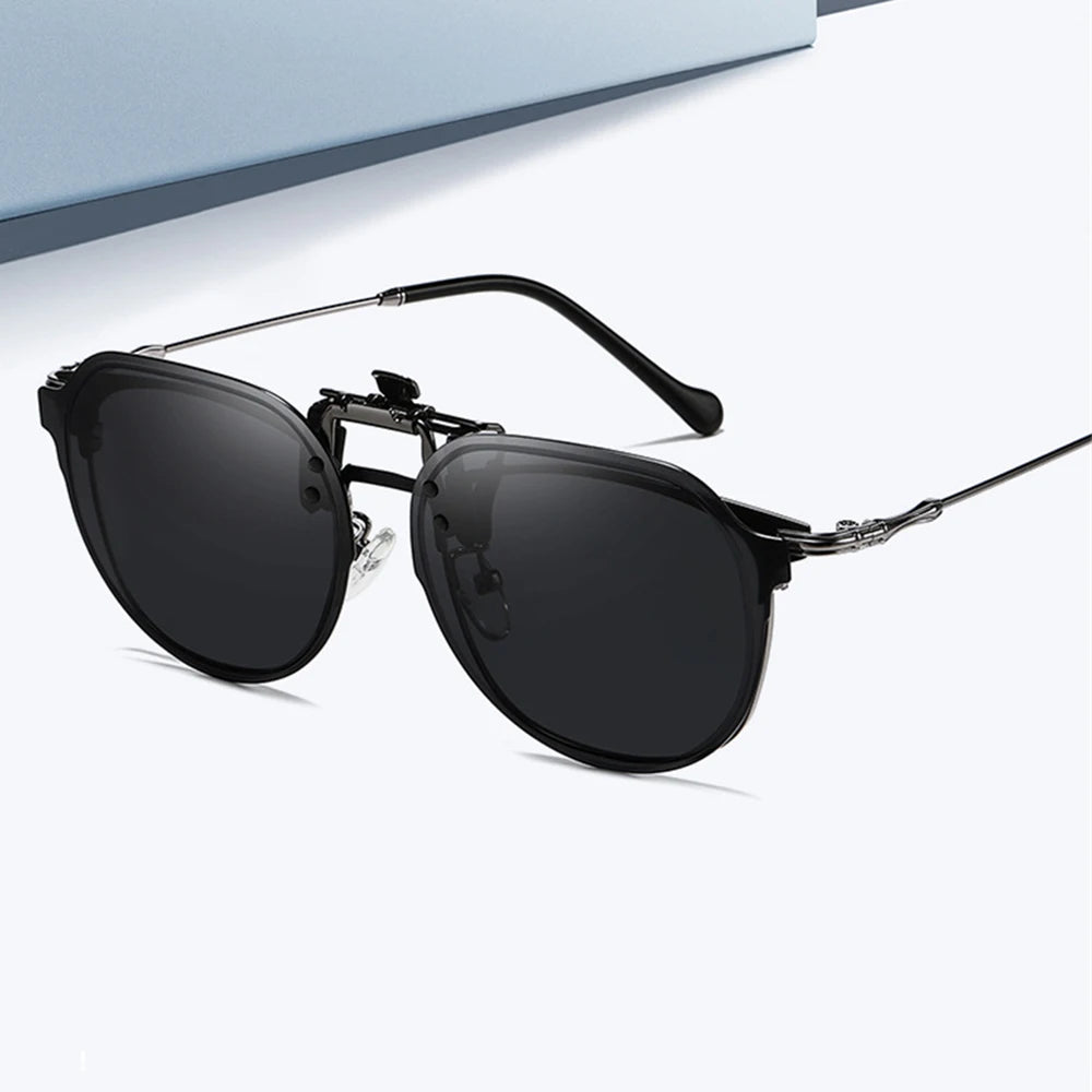 Polarised Clip-On Flip Up Sunglasses – Large UV400 Driving Lenses