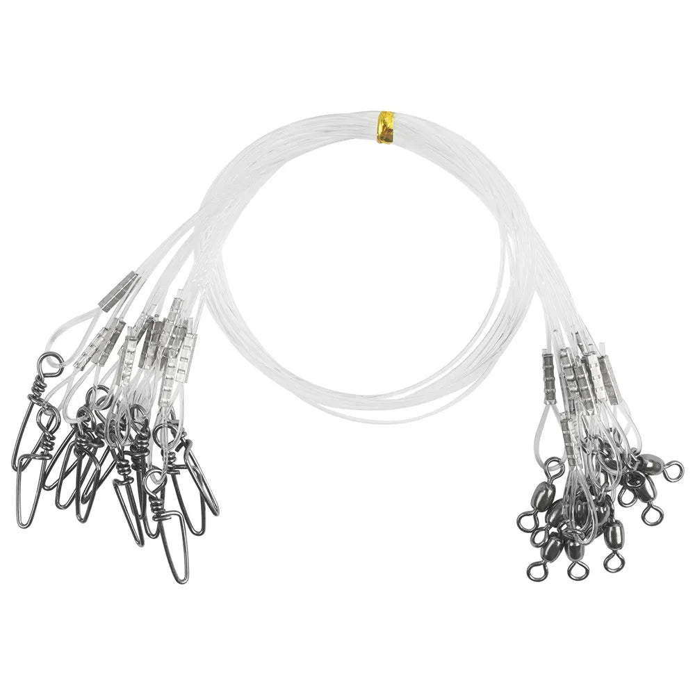 24PCS Fluorocarbon Leaders with Swivels for Clear Rig Setups