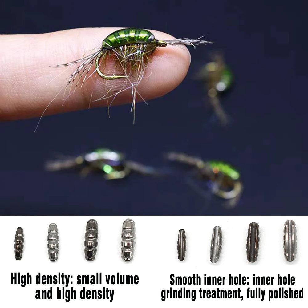 Heavy Tungsten Nymph Bodies 10PCS – Ribbed Fly Tying Weights