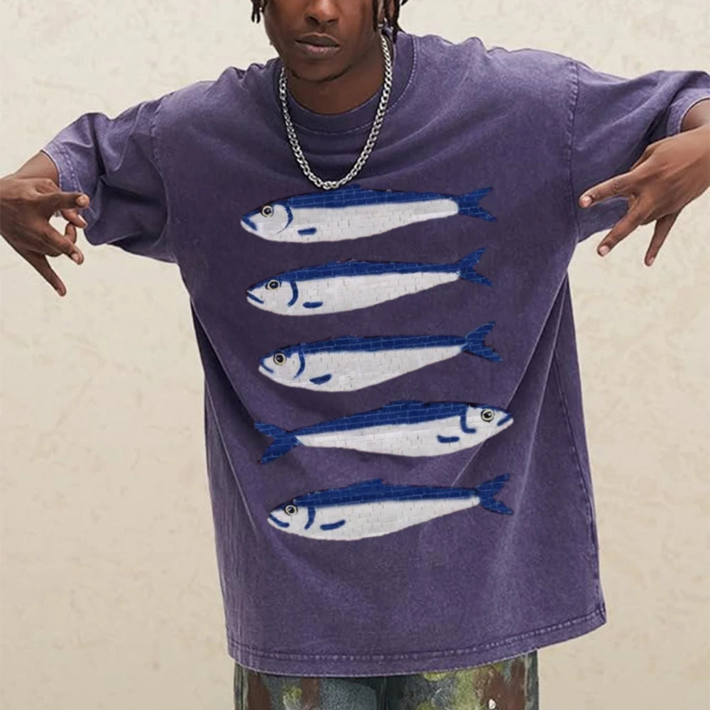 Oversized Cartoon Fish T-Shirt – Unisex Loose Summer Tee