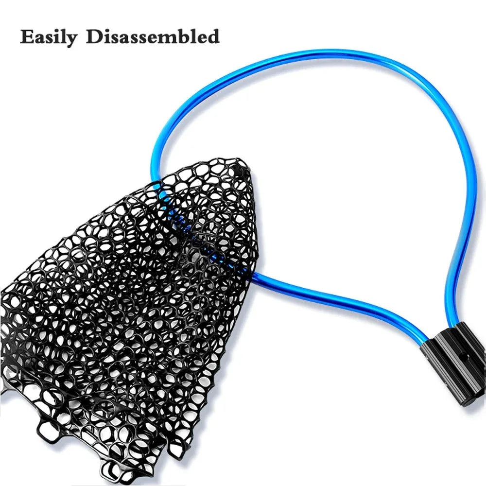 Foldable Long Handle Fishing Net with Silicone Mesh