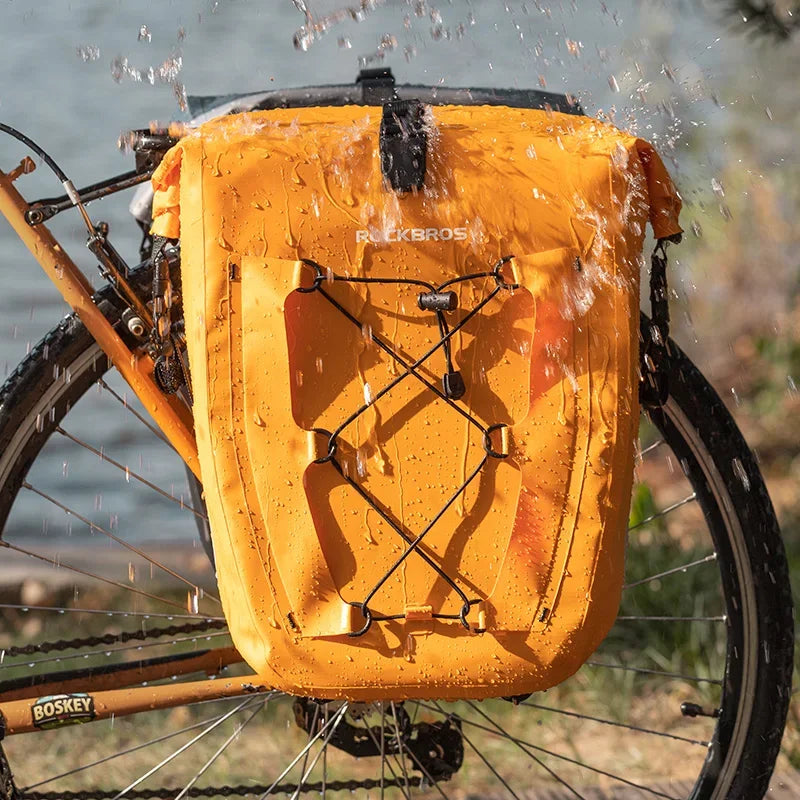 25L Waterproof Bike Rack Bag with Roll-Top and Mesh Pouch