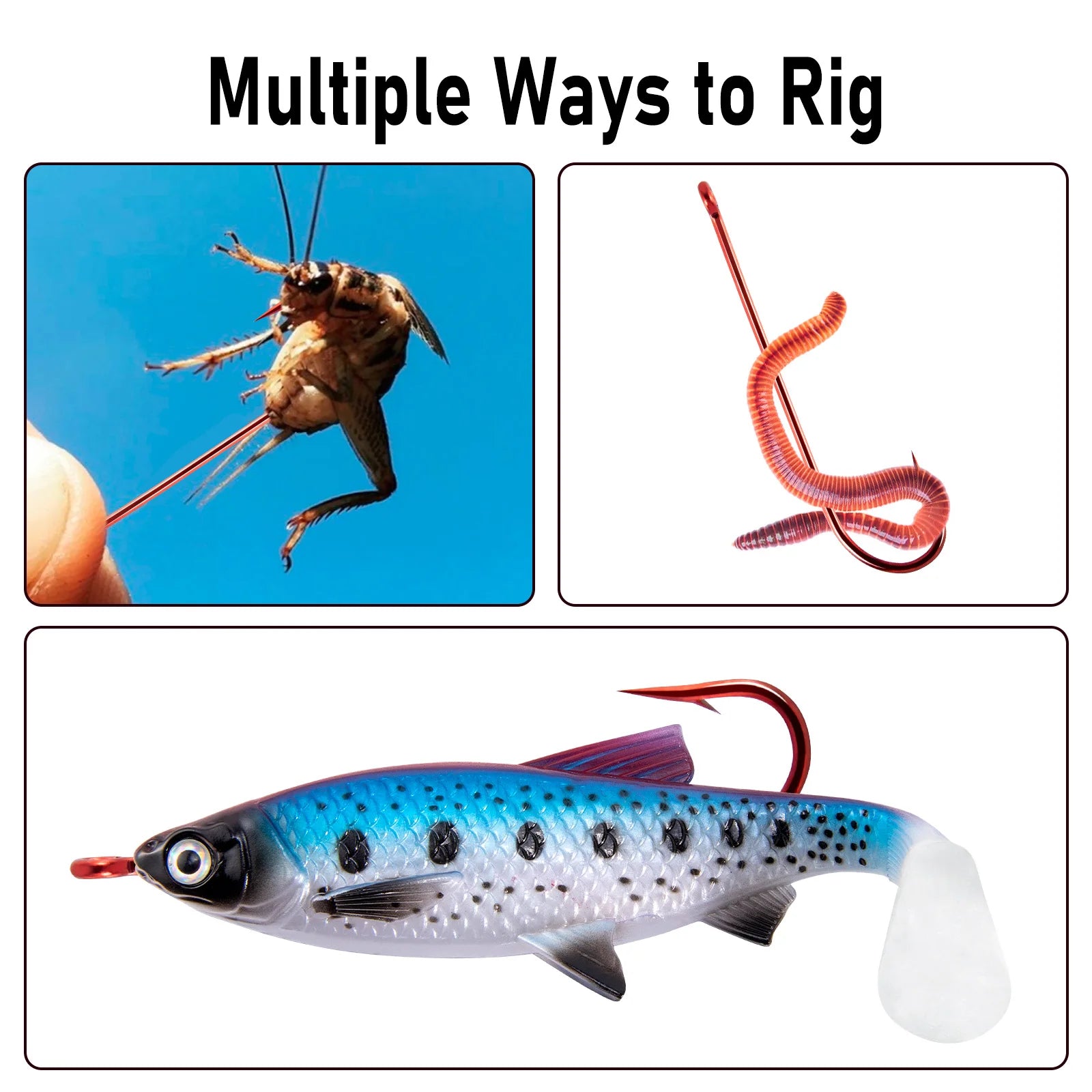 Red Extra Long Shank Aberdeen Hooks – 50/100PCS Live Bait Set
