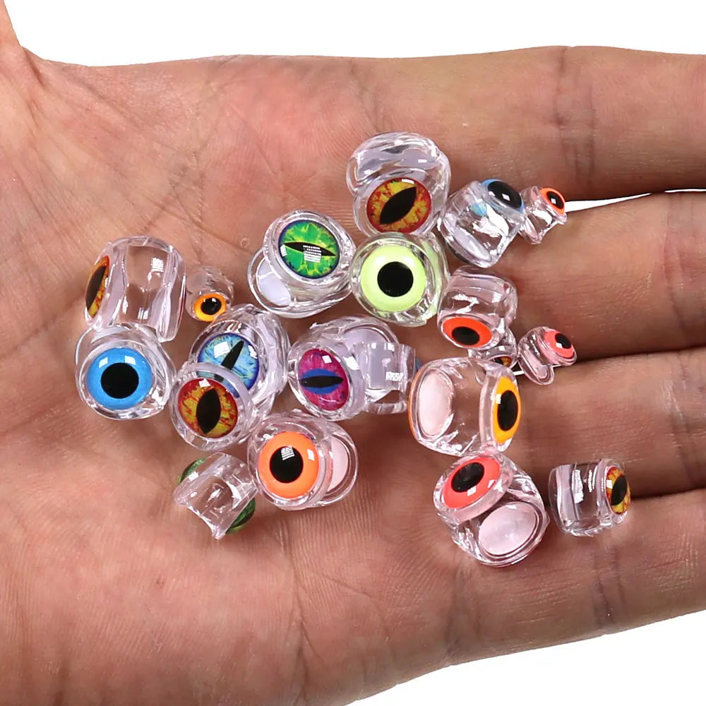 20PCS Clear Epoxy Fish Masks with 3D Eyes for Fly Tying