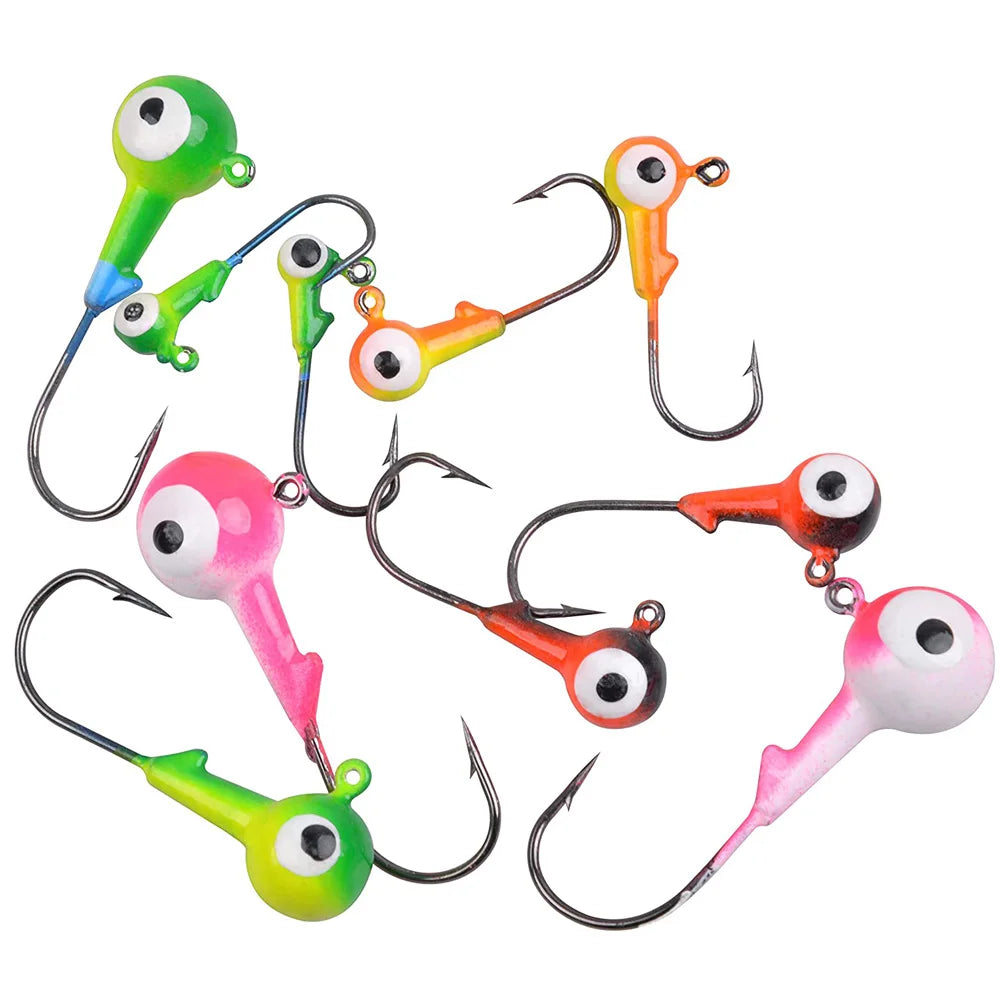 30–80PCS Jig Head Hooks – Barbed Crank Hooks for Ocean Boat Fishing
