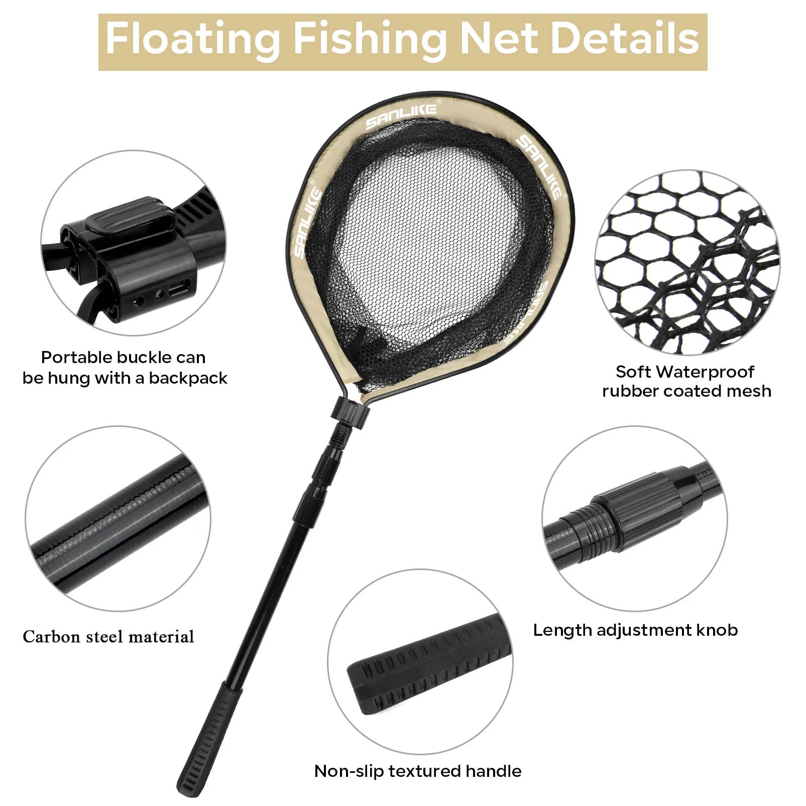 2M Telescopic Landing Net – Folding Carbon Pole & Mesh Head