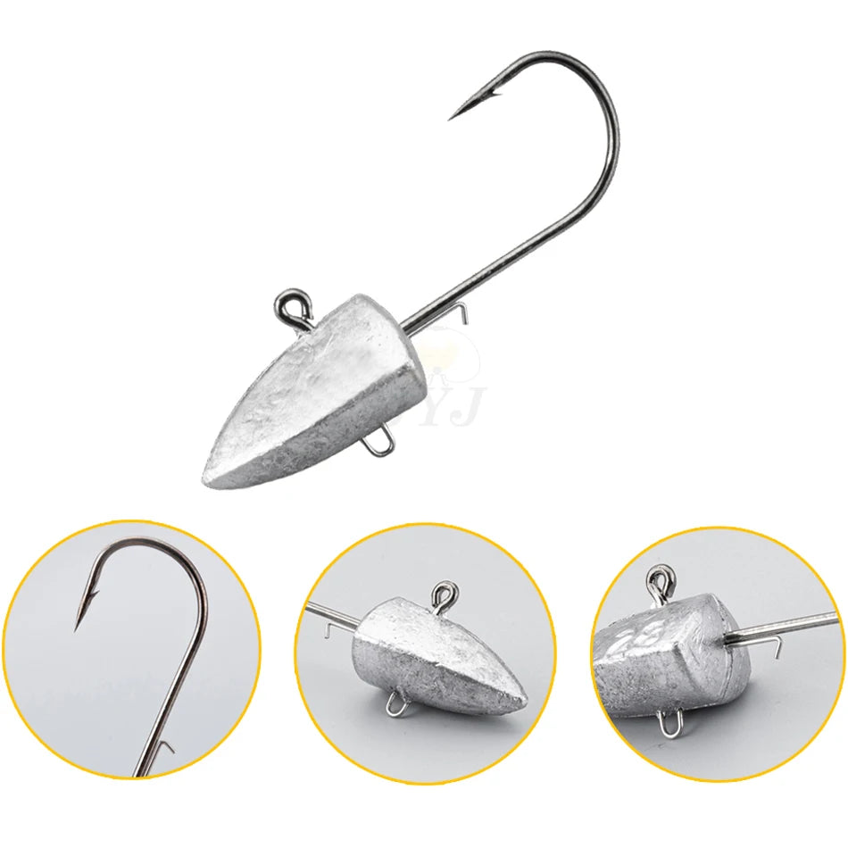 Triangle Head NED Jig Hooks – 3.5g to 28g Barbed Lures