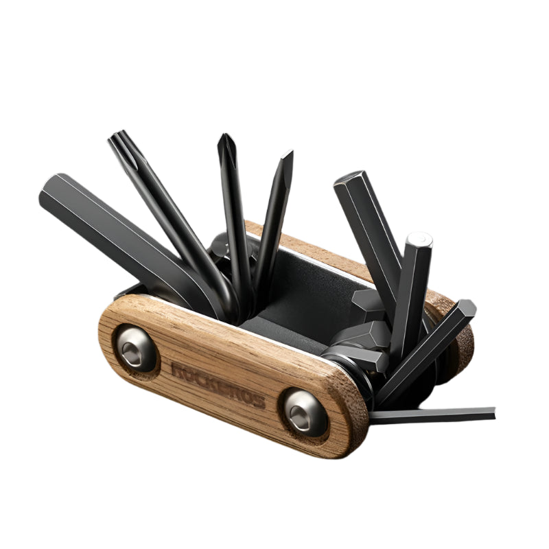 8-in-1 Folding Bike Multi-Tool with Rosewood Grip Handle