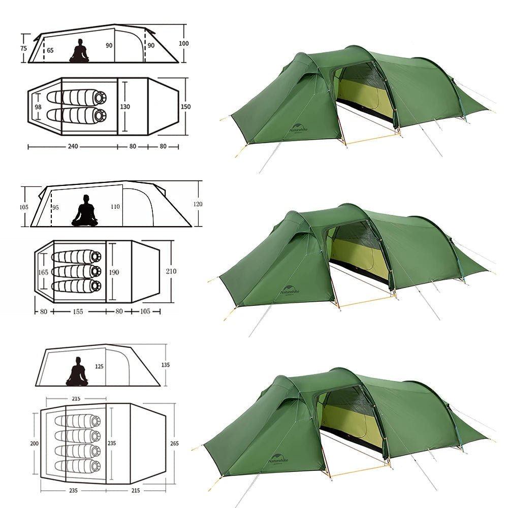 Tunnel-Style 4-Season Tent – Ultralight Shelter for 2–4