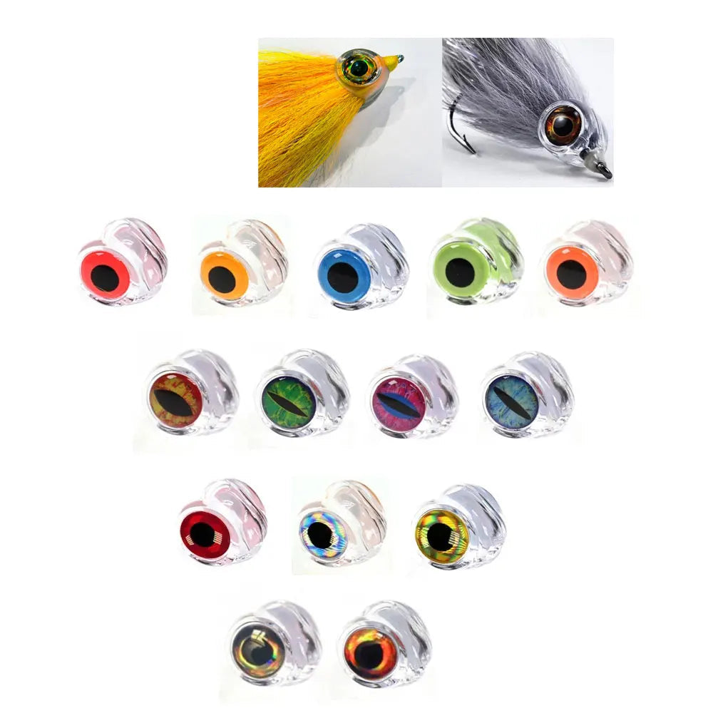 20PCS Clear Epoxy Fish Masks with 3D Eyes for Fly Tying